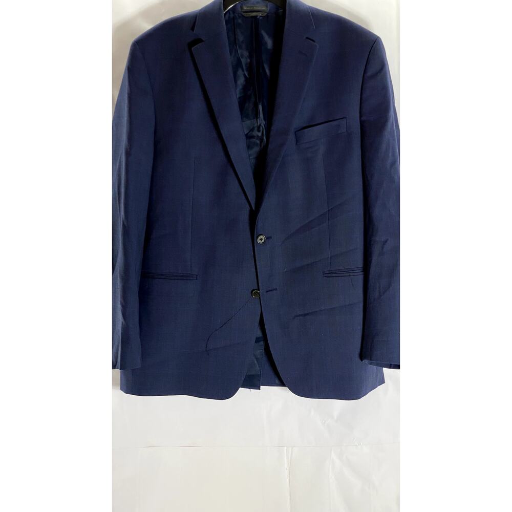 LAUREN RALPH LAUREN Men's Navy Wool Natural Stretch Two-Button Long Balzer SZ44L